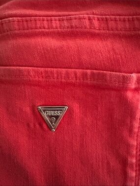 Like New-27 Guess Women's Coral-Red Skinny Jeans preppy Y2K vintage jeans
